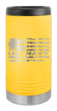 Load image into Gallery viewer, Navy Flag Laser Engraved Slim Can Insulated Koosie
