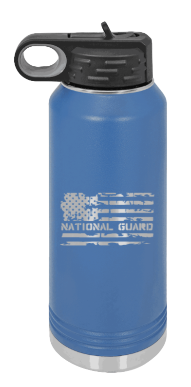 National Guard Flag - 32oz Water Bottle Laser Engraved- Royal Blue