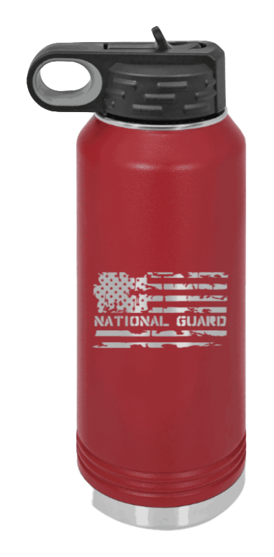 National Guard Flag - 32oz Water Bottle Laser Engraved- Maroon