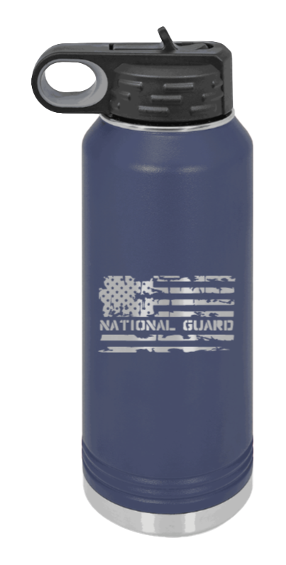 National Guard Flag - 32oz Water Bottle Laser Engraved- Navy
