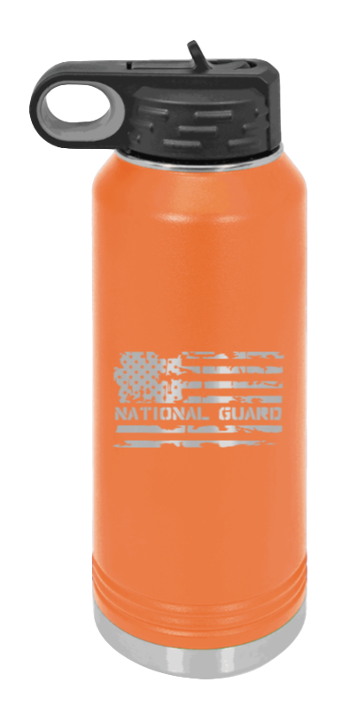National Guard Flag - 32oz Water Bottle Laser Engraved- Orange