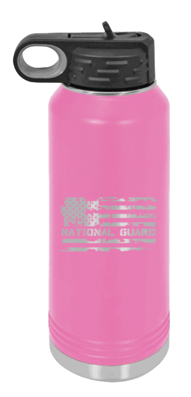 National Guard Flag - 32oz Water Bottle Laser Engraved- Pink