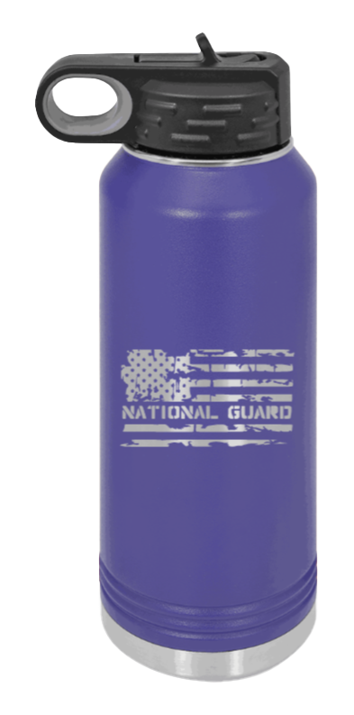 National Guard Flag - 32oz Water Bottle Laser Engraved- Purple