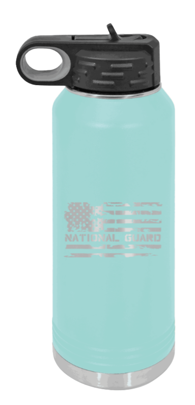 National Guard Flag - 32oz Water Bottle Laser Engraved- Teal