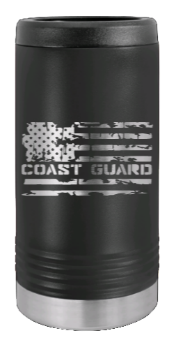 Coast Guard Flag Laser Engraved Slim Can Insulated Koosie