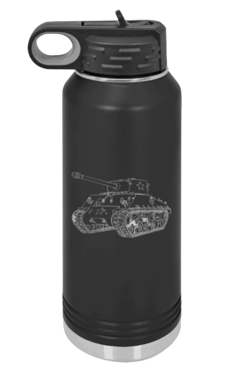 Tank - 32oz Water Bottle Laser Engraved- Black