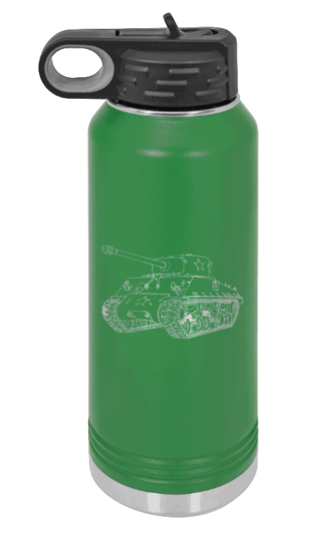 Tank - 32oz Water Bottle Laser Engraved- Green