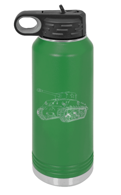 Tank - 32oz Water Bottle Laser Engraved- Green
