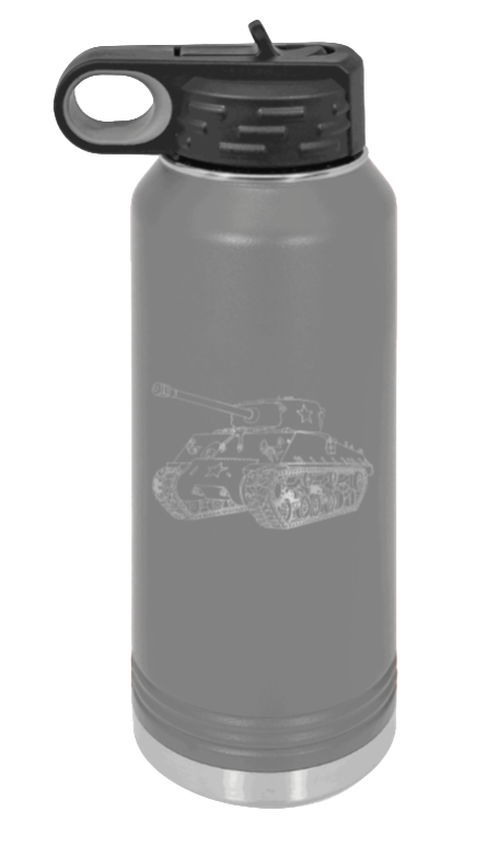 Tank - 32oz Water Bottle Laser Engraved- Dark Grey