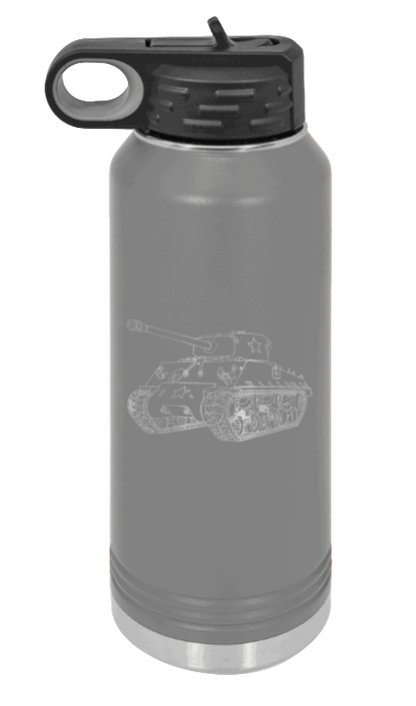 Tank - 32oz Water Bottle Laser Engraved- Dark Grey