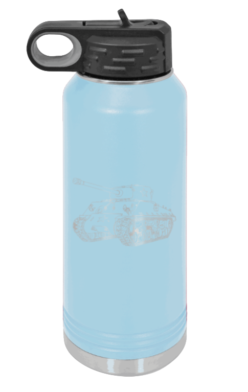 Tank - 32oz Water Bottle Laser Engraved- Light Blue
