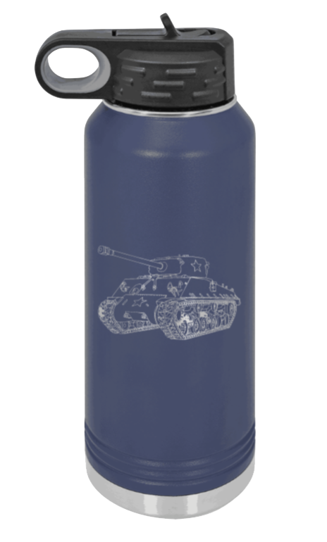 Tank - 32oz Water Bottle Laser Engraved- Navy
