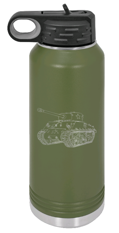 Tank - 32oz Water Bottle Laser Engraved- Olive