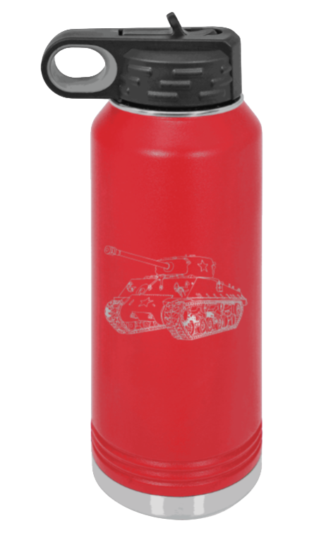 Tank - 32oz Water Bottle Laser Engraved- Red