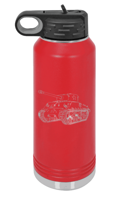Tank - 32oz Water Bottle Laser Engraved- Red