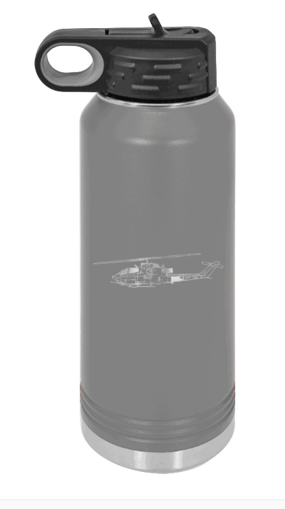 Cobra - 32oz Water Bottle Laser Engraved- Dark Grey