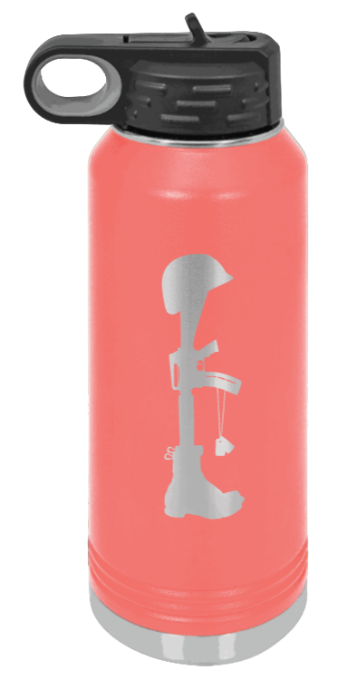 Soldiers Cross - 32oz Water Bottle Laser Engraved- Coral
