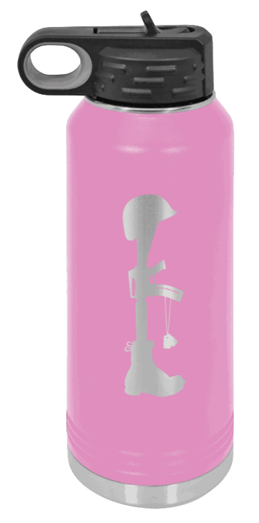 Soldiers Cross - 32oz Water Bottle Laser Engraved- Light Purple