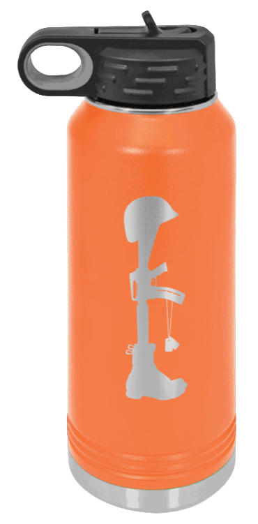 Soldiers Cross - 32oz Water Bottle Laser Engraved- Orange