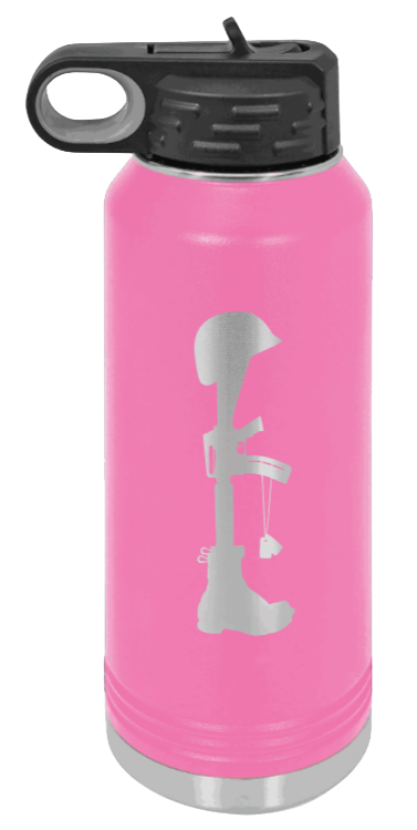 Soldiers Cross - 32oz Water Bottle Laser Engraved- Pink