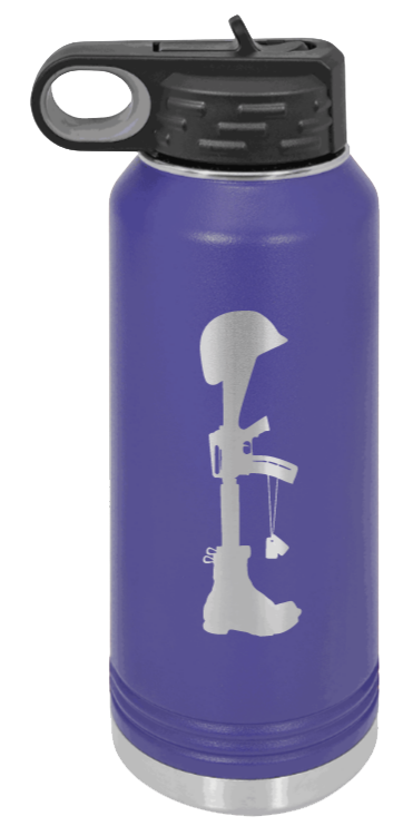 Soldiers Cross - 32oz Water Bottle Laser Engraved- Purple