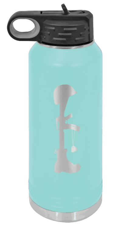 Soldiers Cross - 32oz Water Bottle Laser Engraved- Teal