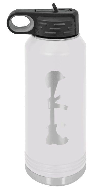 Soldiers Cross - 32oz Water Bottle Laser Engraved- White