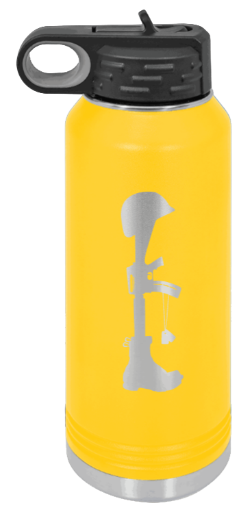 Soldiers Cross - 32oz Water Bottle Laser Engraved- Yellow