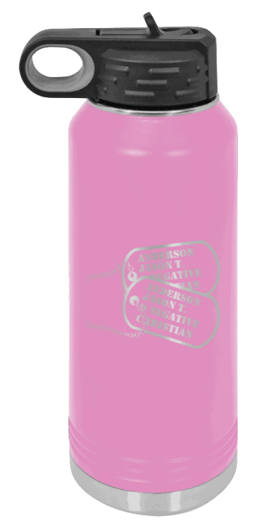 Dog Tags - 32oz Water Bottle Laser Engraved- Light Purple