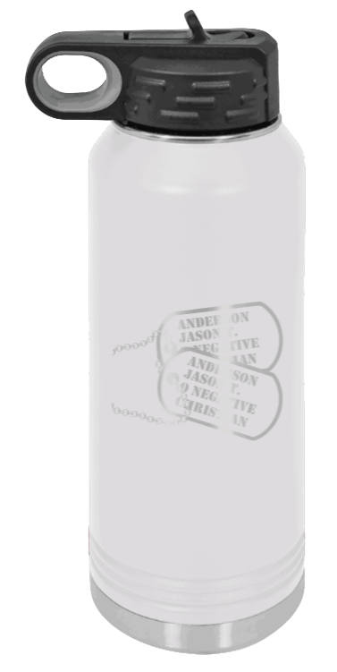 Dog Tags - 32oz Water Bottle Laser Engraved- White