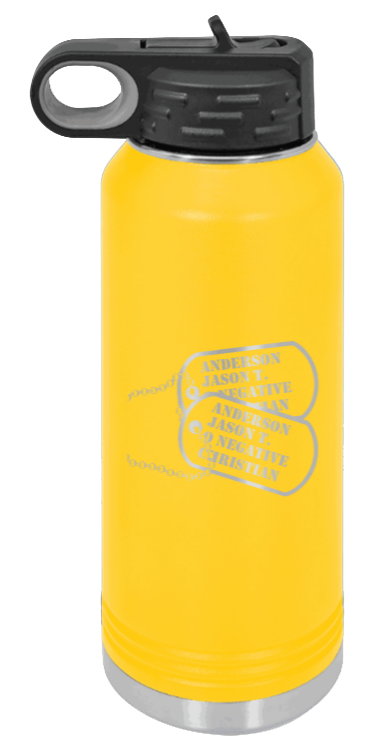 Dog Tags - 32oz Water Bottle Laser Engraved- Yellow