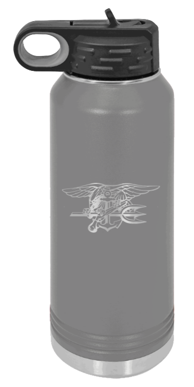 Seal Team - 32oz Water Bottle Laser Engraved- Dark Grey