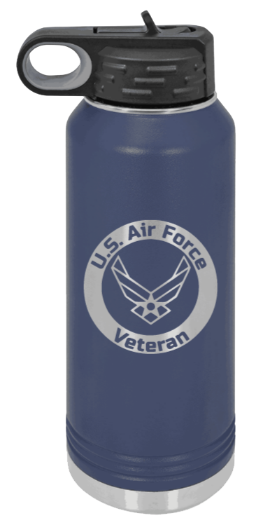 Air Force Veteran - 32oz Water Bottle Laser Engraved- Navy