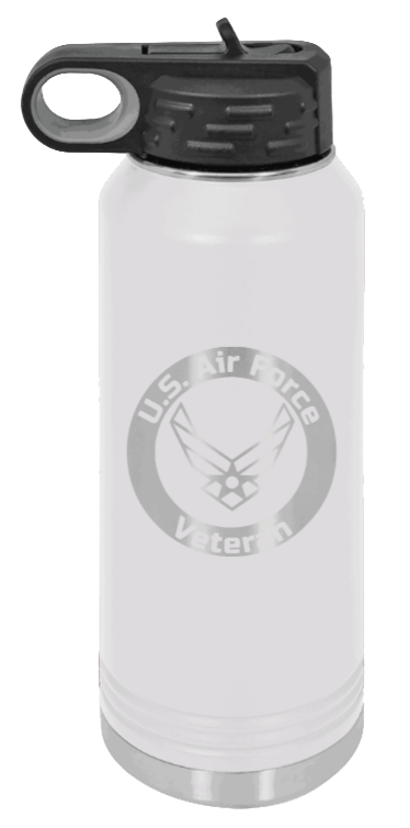 Air Force Veteran - 32oz Water Bottle Laser Engraved- White