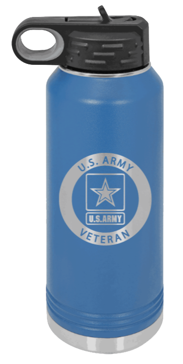Army Veteran - 32oz Water Bottle Laser Engraved- Royal Blue