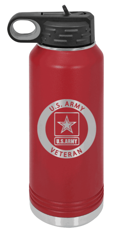 Army Veteran - 32oz Water Bottle Laser Engraved- Maroon