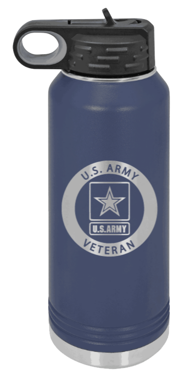 Army Veteran - 32oz Water Bottle Laser Engraved- Navy
