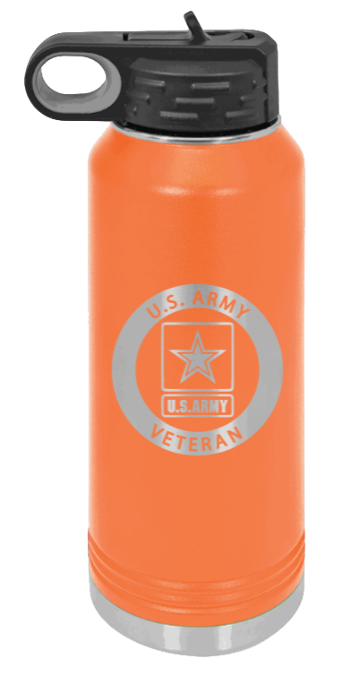 Army Veteran - 32oz Water Bottle Laser Engraved- Orange