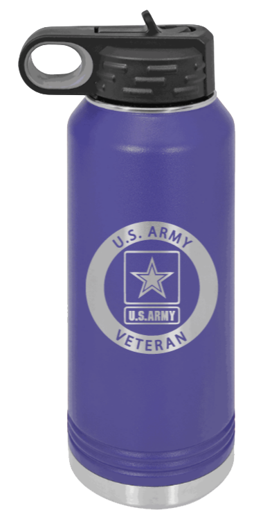 Army Veteran - 32oz Water Bottle Laser Engraved- Purple
