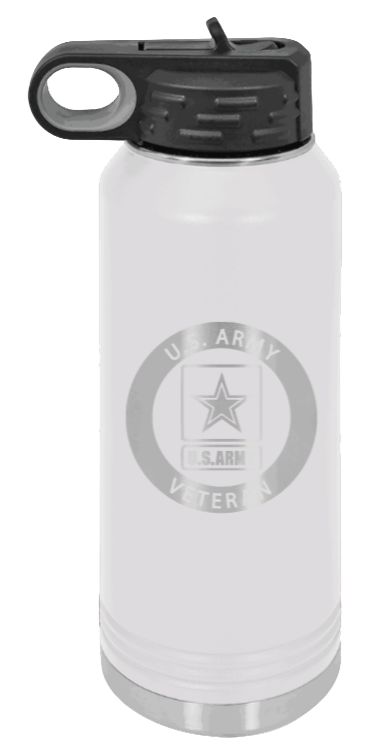 Army Veteran - 32oz Water Bottle Laser Engraved- White