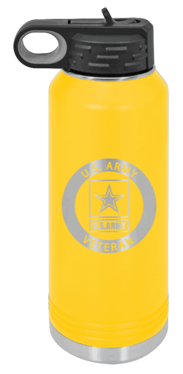 Army Veteran - 32oz Water Bottle Laser Engraved- Yellow