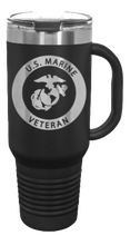 Load image into Gallery viewer, Marine Veteran 40oz Handle Mug Laser Engraved
