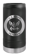 Load image into Gallery viewer, Navy Veteran Laser Engraved Slim Can Insulated Koosie
