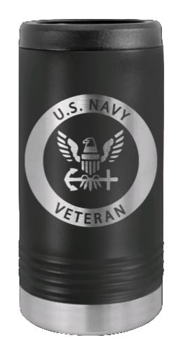 Navy Veteran Laser Engraved Slim Can Insulated Koosie