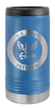 Load image into Gallery viewer, Navy Veteran Laser Engraved Slim Can Insulated Koosie
