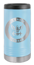 Load image into Gallery viewer, Navy Veteran Laser Engraved Slim Can Insulated Koosie
