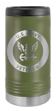 Load image into Gallery viewer, Navy Veteran Laser Engraved Slim Can Insulated Koosie
