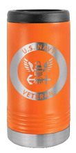 Load image into Gallery viewer, Navy Veteran Laser Engraved Slim Can Insulated Koosie
