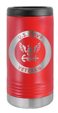 Load image into Gallery viewer, Navy Veteran Laser Engraved Slim Can Insulated Koosie
