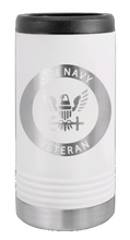 Load image into Gallery viewer, Navy Veteran Laser Engraved Slim Can Insulated Koosie
